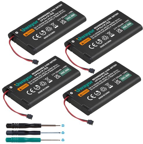 Uwayor Joy Con Battery Replacement, 4 Pack HAC-006 Battery for Nintendo Switch HAC-015 HAC-016 Left & Right Joy-Con Controller, Joycon Replacement Batteries with Tools