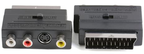 YSJJZRL 1 Pieza Euroconector de 21 Pines Macho a S-Video + 3 RCA Adaptador Hembra Negro