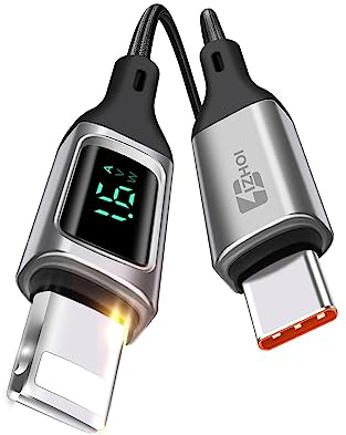 IZHOI iphone Charger Cable USB C 6.6ft Silver 30W PD Fast Charge Cable Display for iphone 14/13/12 Pro Max/11/XS/XR/8 Plus