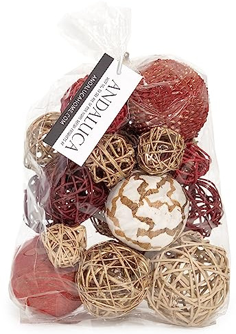 ANDALUCA Decorative Balls Bag Bowl Filler Home Decor (Red Gold)