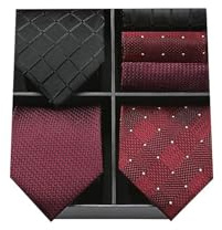 HISDERN Los 3 Stck Herren Krawatte Klassisch Elegante Krawatten und Einstecktuch Seidenkrawatte Set Hochzeitsfest Krawatte - Mehrere Sets