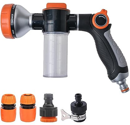 Dog Washing Hose Attachment Car Wash Nozzle Pup Jet Dog Wash Ergonomic Handle Irrigation Set Eight Spray Modes Garden Hose Connector
