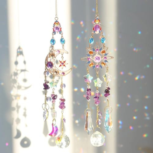 Acchiappasole Cristallo,Crystal Suncatcher,Appendere Vetro Acchiappa Sole,Pendenti Prismi Cristallo,Appeso Arcobaleno Prisma Finestra,Pendenti Suncatcher Decorazione per Casa Giardino Nozze