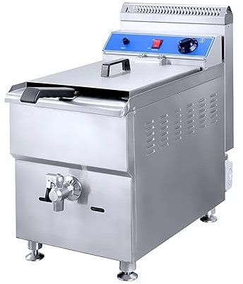 EXSTRA Respectueux de l'environnement et sans fumée Friteuse à gaz 18L, friteuse Professionnelle Commerciale en Acier Inoxydable, Frites de Poulet Facile à Utiliser et à Nettoyer