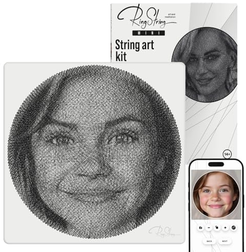 RingString- String Art Fadengemälde DIY | personalisiertes Geschenk | eigenes Bild als Garnportrait | Wunschmotiv | Wandbild (Mini 35x35 cm)