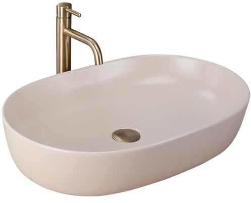 Rea Lavabo sobre Encimera CLEO 61 BEIGE MATE Lavabo de baño 41,5 x 60,5 x 14 cm Cerámica (Beige)