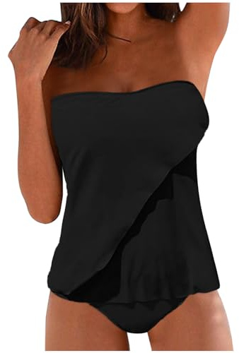 Maillot de Bain 1 Pièce Femme Ampliforme Bustier Bikini Triangle Shorty
