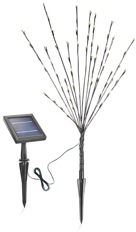 Esotec Solar Lichterzweige, 60 LEDs, Akku, Dekokbeleuchtung, flexibel biegbar, Gartenstecker, Lichterkette, Winterdeko, Partydeko, Erdspieß, LED Baum, IP44, außen, wetterfest, winterfest, 102582