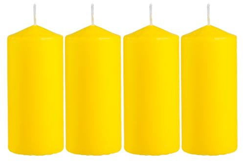 Set de 4 Candele Profumate Citronella, Candela Giallo a Colonna Profumada 11x4.7cm, Candela Profumada 25 Ore di Combustione
