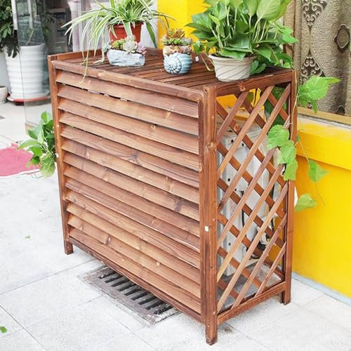 MERUNNRY Außengeräte Klimaanlage Abdeckung Klimaanlagenzaun Für Klimaanlagen Im Freien Zum Zaun-Klimaanlagen-Rack Schutzgitter Holz Blumenständer Dekorativer Verkleidung Draußen (Größe : 81x30x72cm)