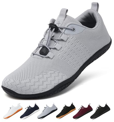 Geweo Barfußschuhe Herren Damen Sommer Bequeme Barfuss Sportschuhe Gr.37-48 | Leicht Barfuss Sneaker mit Breite Zehenbox, Atmungsaktiv Minimalschuhe mit Zero-Drop Sohle für Alltag, Fitness Lauf & Outdoor