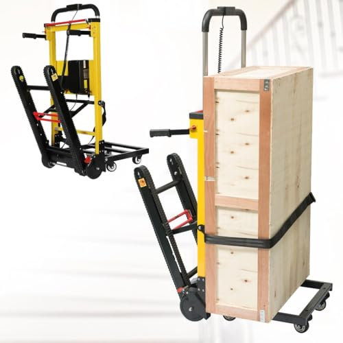 HZWJD Carretilla De Mano Escaladora De Escaleras Eléctrica,Carretilla De Mano Plegable,Salvaescaleras,Escaladora De Escaleras Eléctrica Sobre Orugas,Carga 200 Kg/441 Lbs A