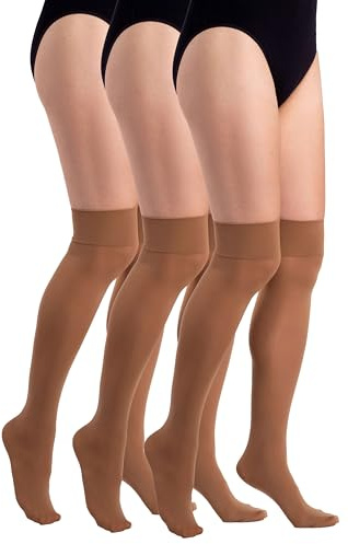LORES Multipack Calze da donna in microfibra opache sopra il ginocchio, lunghe e calde, per cosplay, 60 DEN, 3 paia, Visone, Taglia unica