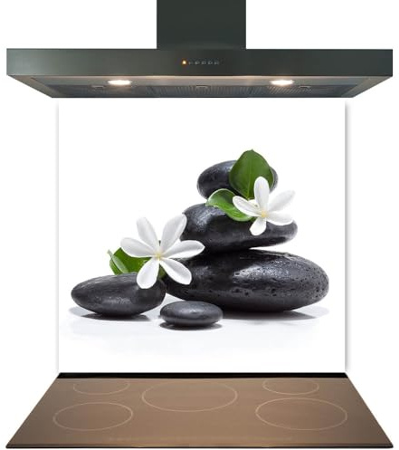 Glass Kitchen Splashback Panel – Design 2025, 60x60cm, 6mm Toughened Heat Resistant Tempered Glass Hob Backsplash with Polished Edges, Easy Clean Cooker Wall Protector for Modern Kitchen Cooker & Hob
