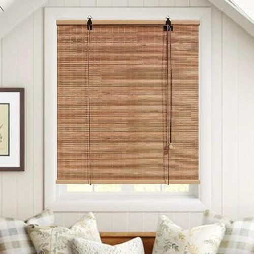 FENGSHOUU Bambusrollo Retro Bambus Rollo Jalousine Raffrollo,Sonnenschutz Sichtschutz Seitenzugrollo,für Fenster Tür Terrasse Balkon Garten,Anpassbar,Breite×Höhe (Carbonized,80cm x 180cm)
