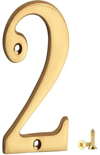 Numero Civico Moderno In Ottone Lucido Numero In Rame 3d Moderna Porta Numeri Segnaletica Targa Numeri Indirizzo Di Casa Cartello Stradale Galleggiante Aspetto E Facile Da Installare 7.5cm (N.2)