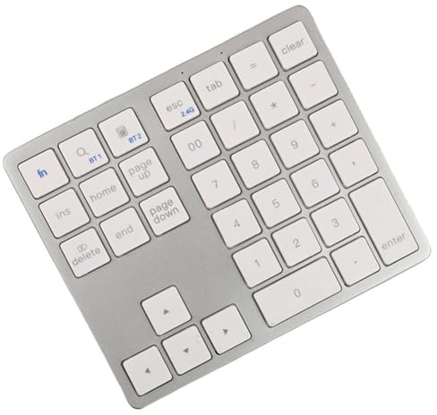 Jzoowar Teclado Numérico Bluetooth 2.4G Teclado Numérico Inalámbrico Ultrafino Teclado Numérico Recargable USB para iOS Android Ventana