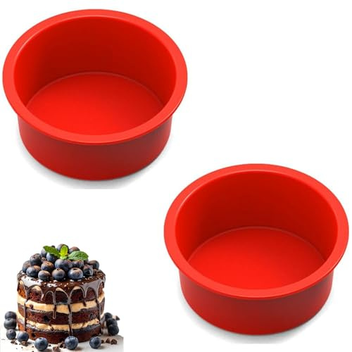 2 moldes de silicona de 6 pulgadas para hornear, molde redondo para tartas, moldes de silicona para pan y pan, moldes de silicona para pasteles, antiadherentes, de liberación rápida, resistentes al
