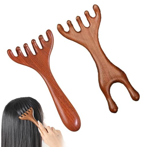 Pettine per Massaggio in Legno con Denti Larghi Scalp Massager Massaggiatore Cuoio Capelluto Pettine Massaggio Cuoio Capelluto Pettine Gua Sha Massaggio Capelli Scalp Massager Hair Growth