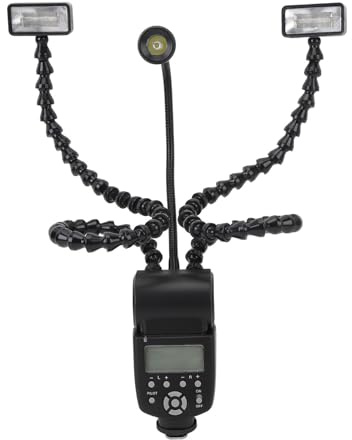 Kamera-Makro-Blitzlicht, Flexibles 3-Kopf-LED-Makro-Armlicht mit 8-stufig Einstellbarer Helligkeit, 5600 K Makro-Fotografie-Beleuchtung, Makro-Blitz-Set für Nahaufnahmen