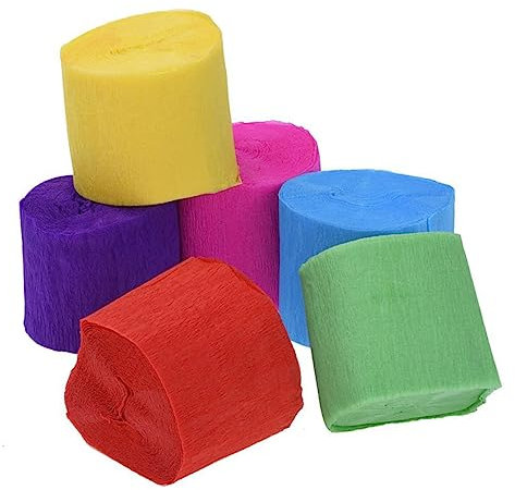 Cabilock Bunte Krepppapier-luftschlangen 6 Rollen Für Geburtstags- Hochzeits- Konzert- Und Festival-Dekorationen Nicht Recyceltes Papier 9 M