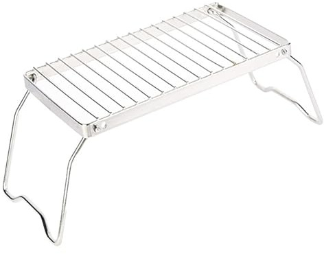38x15CM Edelstahl-Lagerfeuer-Kochgestelle, Tragbarer Camping-Grillrost mit verstellbarer Höhe, Klappbarer Lagerfeuer-Grill für Rucksacktouren, Wandern, Picknicks, Angeln