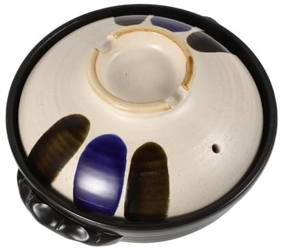 FONDOTIN Marmite Argile Avec Couvercle Marmite à Double Anse Vintage Cocotte Terre Cuite Pour Soupe Et Ragoût