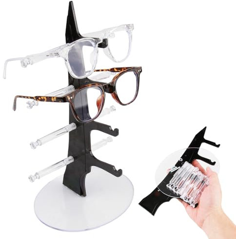 CJMUQHEHH Brillenständer bietet Platz für 4 Brillen, Sonnenbrillenständer, Brillenständer, Brillenständer für mehrere Brillen, Schwarz 28 x 16 x 12.5 Cm, Brillengestell zur Aufbewahrung und Präsen