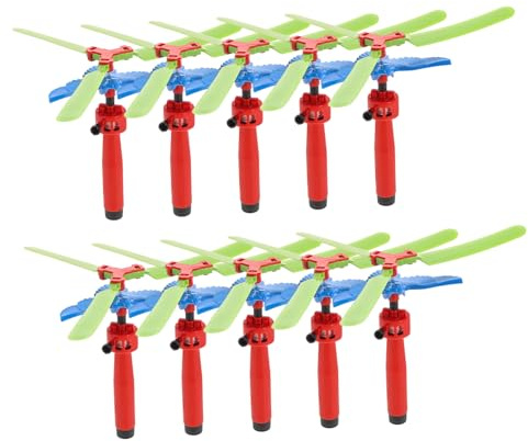 JOINPAYA 10pcs Jouet Lanceur de Disque Volant en Plastique pour Garçon et Filles, Hélicoptère Jouet à Ficelle, Sécurité et Interaction pour Jeux de Groupe en Plein Air