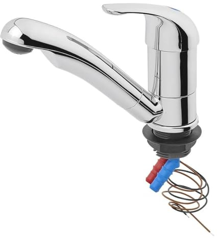Kalt-Warm Wasserhahn Mischbatterie Keramik Carino 12V Ø33 mm chrom Campingwasserhahn für Wohnmobil Wohnwagen