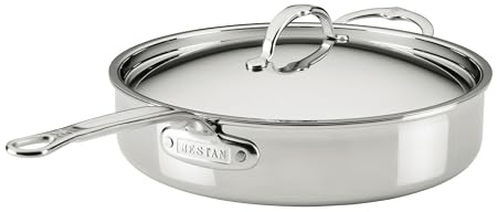 Hestan ProBond Luxe 5-Quart Sauté Pan with Lid, Professional Clad Stainless Steel, ProCore Tri-Ply Clad Construction, Polished Exterior, Induction & Oven Safe