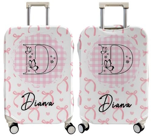 Drawelry Personalisierte Kofferhülle mit Name Initialen Bedruckte Gepäckhülle Geburtstblumen Muster Trolley Reise Koffer Schutzhülle Schutz Abdeckung Geschenke für Familie, Freunde, Paare (B1)