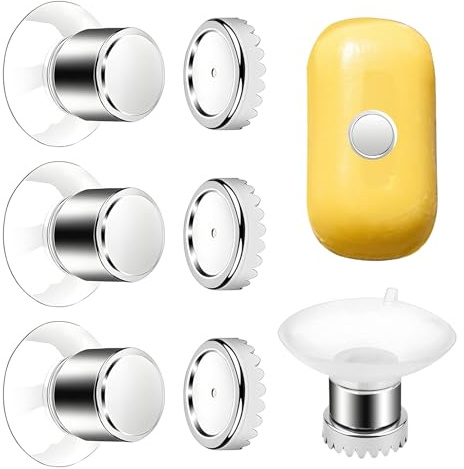 3 Pcs Porte Savon Aimanté avec Ventouse,Porte-Savon de Douche sans Perçage,Support SavonSolide,sans Perçage,pour évier,Douche et Baignoire