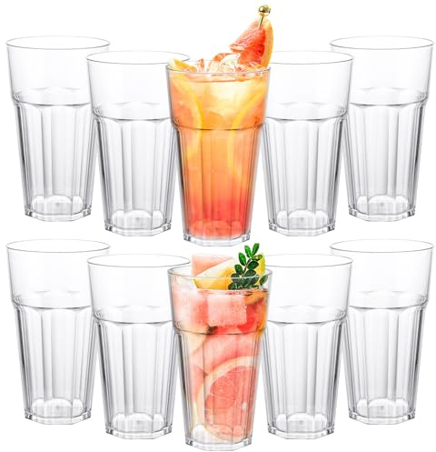 MEIDIV 18 Pack 380ml Plastic Tumblers, Plastic Cups Reusable Stackable, Plastic Acrylic Drinking Glasses, Plastic Tumblers for Adults Party, Picnic