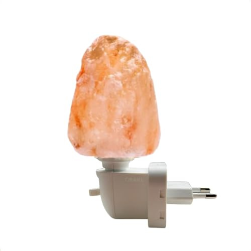 Orakl - Himalaya-nachtlamp Aura – 100% echtes Himalaya Salz aus Salt Range Pakistan - Salzkristall-Lampe - Salzstein - Tischlamp inkl. 1x 15W Glühbirnen und Geschenkbox (Orange)