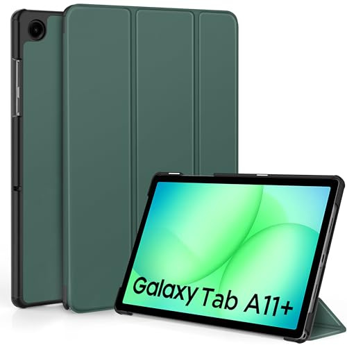 EasyAcc Hülle für Samsung Galaxy Tab A11+ Plus/ A9+ 11 Zoll Ultradünne | PU Leder Schutzhülle mit Standfunktion und Auto Sleep/Wake,Dunkelgrün