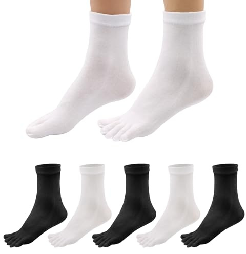 Soleeya 5 Pares Calcetines Dedos Mujer Algodon para Correr EU 35-40, Suave y Cómodo Calcetines con Dedos Separadores Deportes para Mujer Running Doméstico Diario
