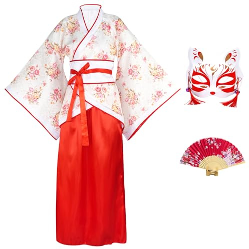CRFASIBE Abito Hanfu da Donna, Costume Tradizionale Cinese con Accessori, Maniche Lunghe e Stampa Floreale, Perfetto per Capodanno Cinese, Carnevale, Cosplay e Photo Shoot(Stile A)