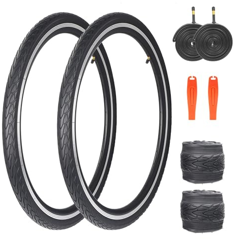 ZUKKA 2er-Pack Fahrradreifen 24x1,5 Zoll Fahrradmantel FaltReifen Mantel 40-507 Plus 2er-Pack 24 Zoll Schläuche AV35mm für Mountainbike/MTB Fahrrad/Rennrad Hybrid Fahrrad/Citybikes