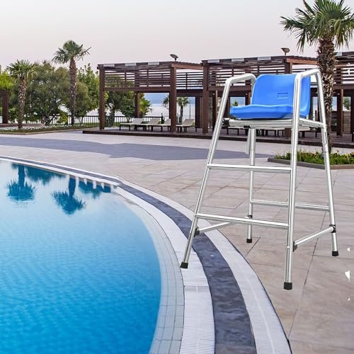 Lifeguard Chairs,Portable Lifeguard Chair for Home Pools & Patios - Detachable Pool Rescue Ladder, Stainless Steel Safety Equipment, 2-Step Design (H 120cm/47.2inch)