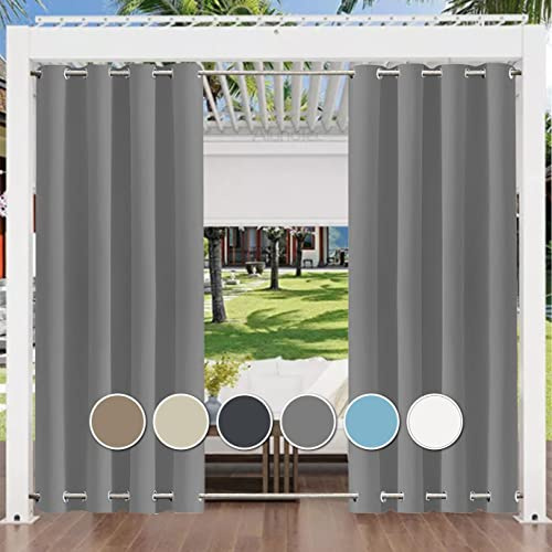 Rideau d'extérieur coupe-vent - 152 x 325 cm - Opaque - Pour jardin, cour, balcon - Gris - Brise-vue pour intérieur et extérieur - Protection solaire supérieure