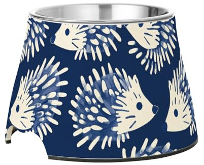Henri Style igelkott indigo blå hundar matskål med stativ rostfritt stål husdjur vattenskålar för medelstora hundar hårraster trötthet