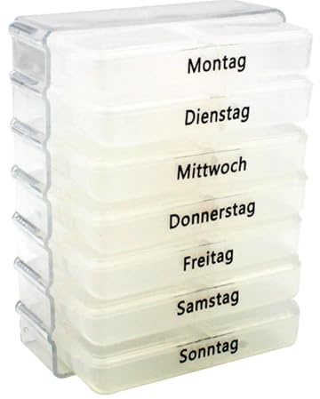 Pillen/Tablettenbox mit Einteilung für 7-Tage und 4 Fächern pro Tag
