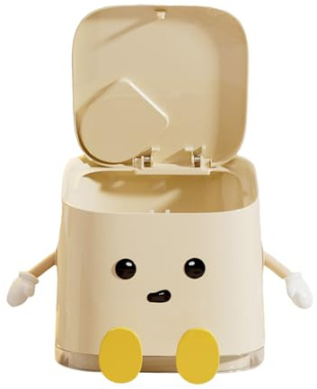 Petite poubelle à déchets de bureau – poubelle compacte, étanche aux odeurs, couvercle avec ouverture à pression, gain de place portable | salle de bain cuisine salon chambre à coucher Uf