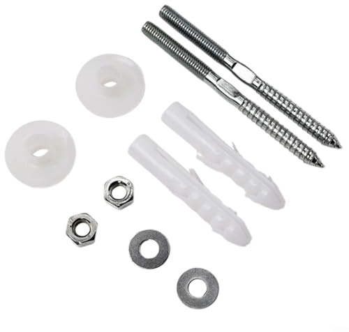 Expansion Zigong - Set di viti di fissaggio per lavabo a parete, materiale in ferro, argento+bianco, confezione da 1 compatibile con lavelli indipendenti e con piedistallo