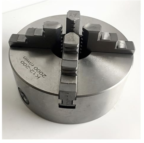Mandril de torno de 8 pulgadas, K12-200 de mandril de torno de metal autocentrante de 4 mordazas de 200 mm for carpintería y mecanizado