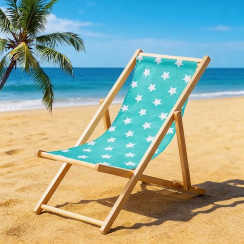 GORGECRAFT Repuesto de Lona Gruesa para Tumbonas de Playa para Exteriores 118 x 43.5cm Ideal para Tomar el Sol Relajarse En el Jardín O el Patio. Estrellas Azul Claro