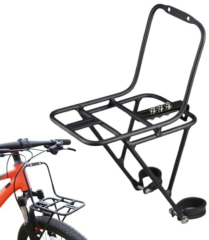 Fahrradträger vorne – Universeller Gepäckträger, strapazierfähige Halterung für Korb aus schwarzem Metall, leichte Tourismusausrüstung, sicherer Transport für Outdoor-Enthusiasten, Ausrüstung