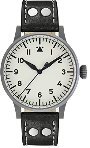 Laco Fliegeruhr mit Leuchtzifferblatt, Automatikuhr, Edelstahlgehäuse, Saphirglas, wasserdicht, Made in Germany