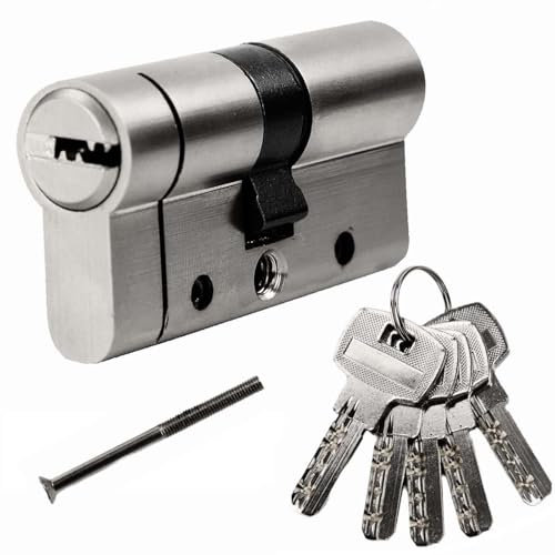 SEPOX 60mm(30/30) Anti-Snap Euro Door Lock Cylinder, High Security 6 Pin, Brass Body Stainless Steel Bar Enforced Anti-Drill Anti-Pick,Anti-Bump Door Barrel with 5 Keys